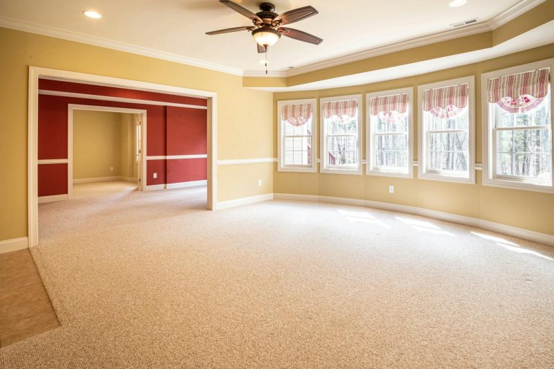 Home 5 Bright empty room and carpet and ceiling fan